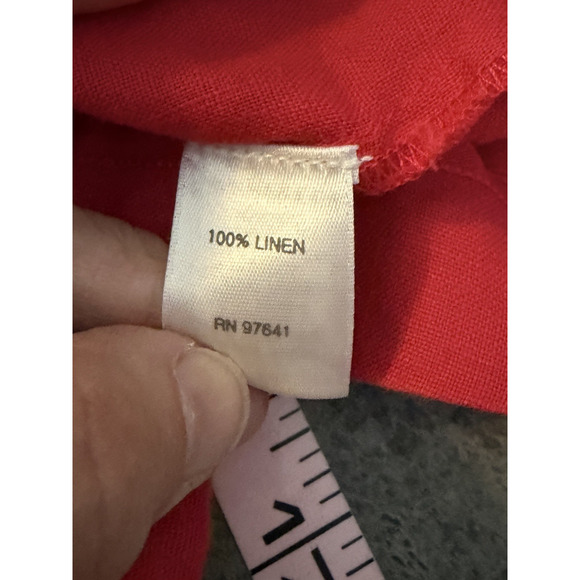 J Jill Linen Dress Womens Size Large Petite Red Coral Lagenlook Relaxed Casual - Picture 5 of 9